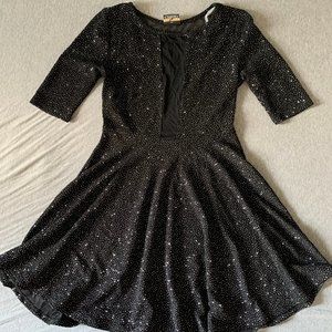 Solemio Mesh and Sparkly Skater Dress